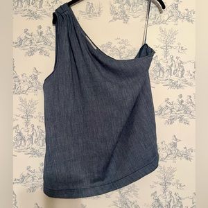 Loft half shoulder linen denim blend top